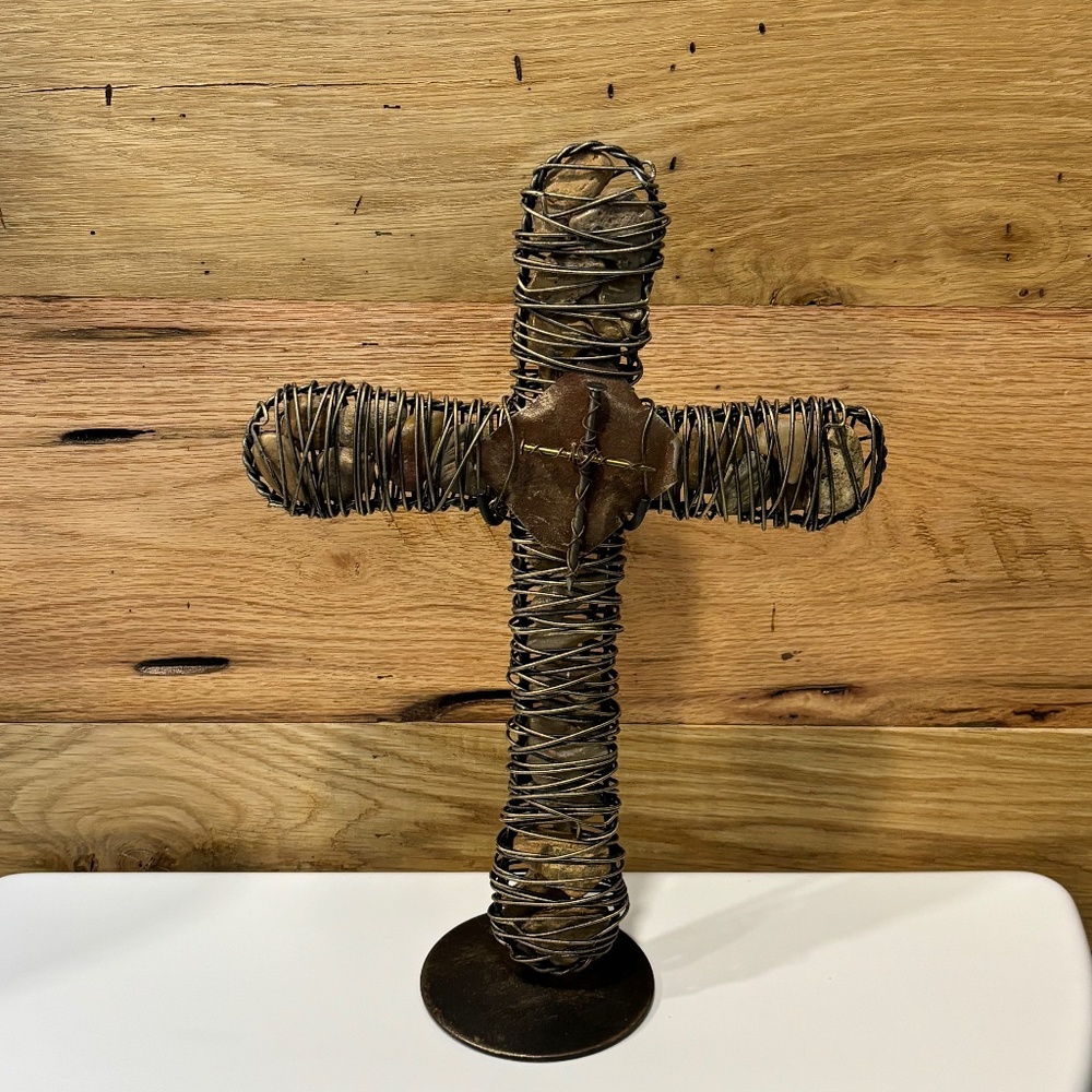 Krista's Creations Rock Filled Wire Cross